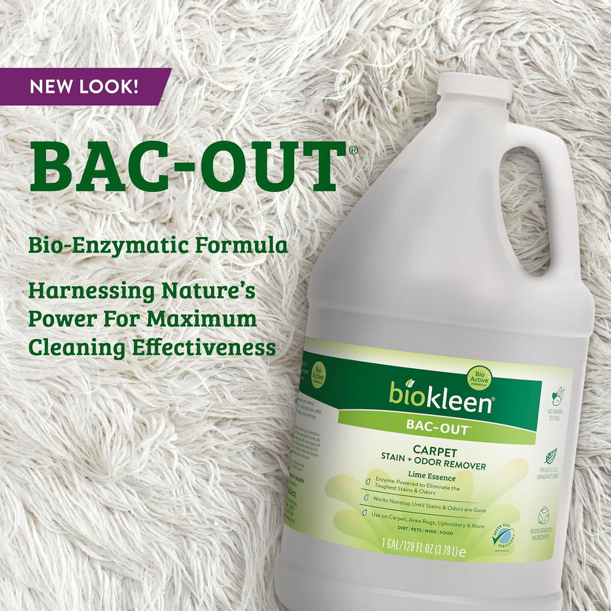Biokleen Bac-Out Carpet Stain Remover Enzymatic, Destroys Stains & Odors Safely, for Pet Urine