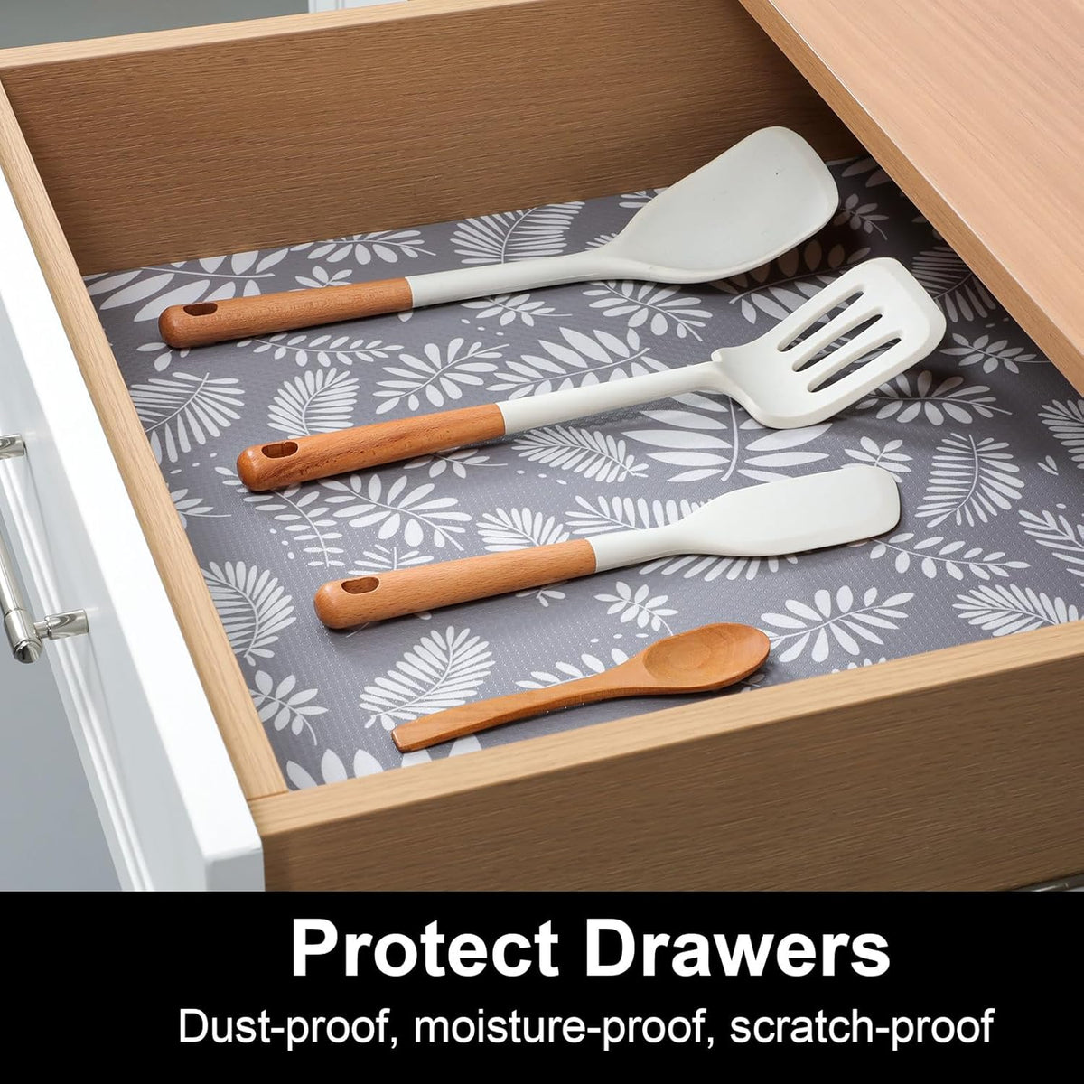 Cooyes Shelf and Drawer Liner for Kitchen Cabinets Non-Adhesive, Waterproof Non-Slip Cabinet Liners