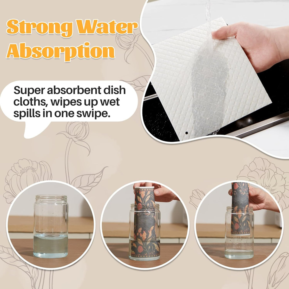 JOYMOOP 6 Pack Dishcloths for Kitchen, Reusable Paper Towels Washable, Absorbent Non-Scratch Dish