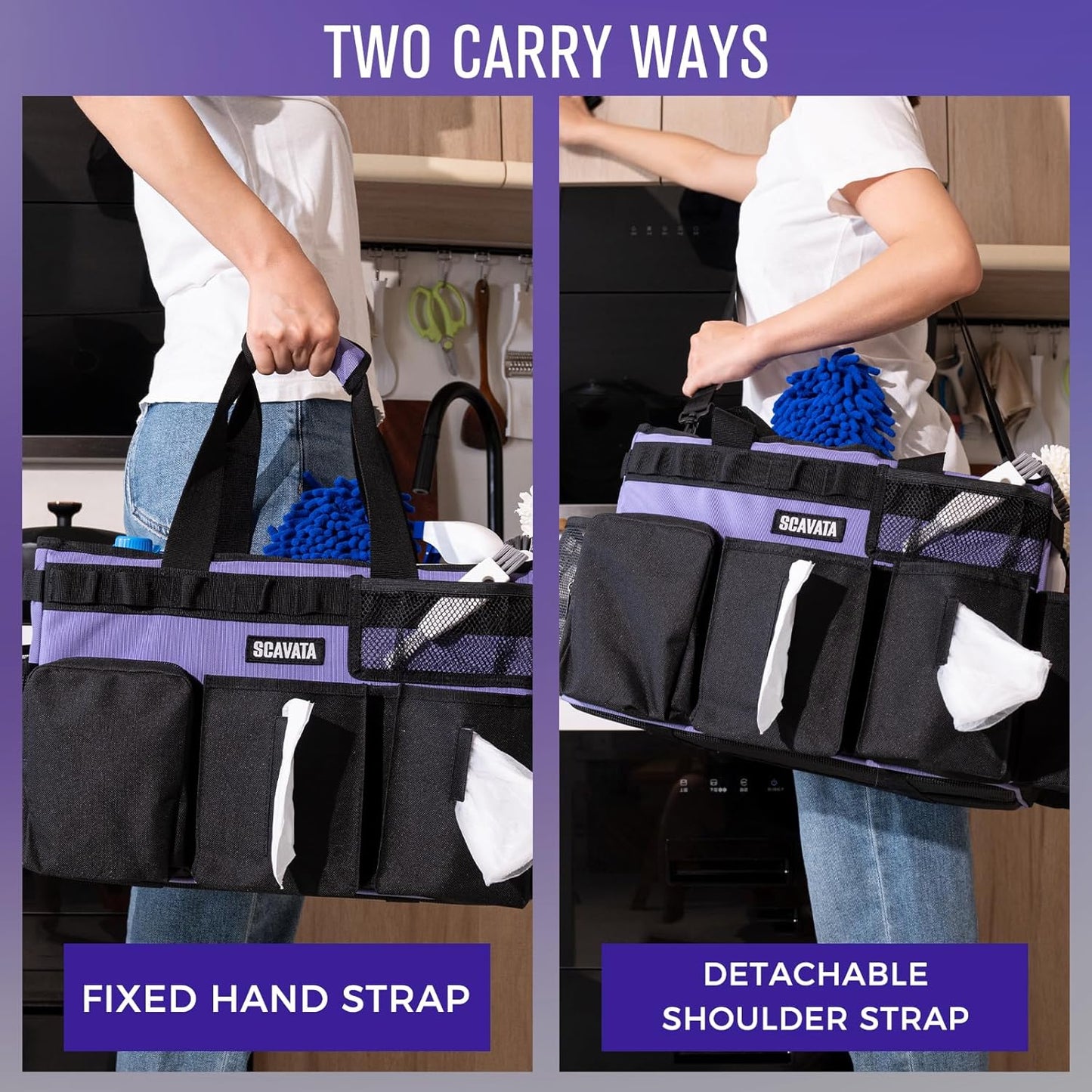 Wearable Cleaning Caddy Bag, Cleaning Caddy Supplies Organizer with Handle & Shoulder Straps for
