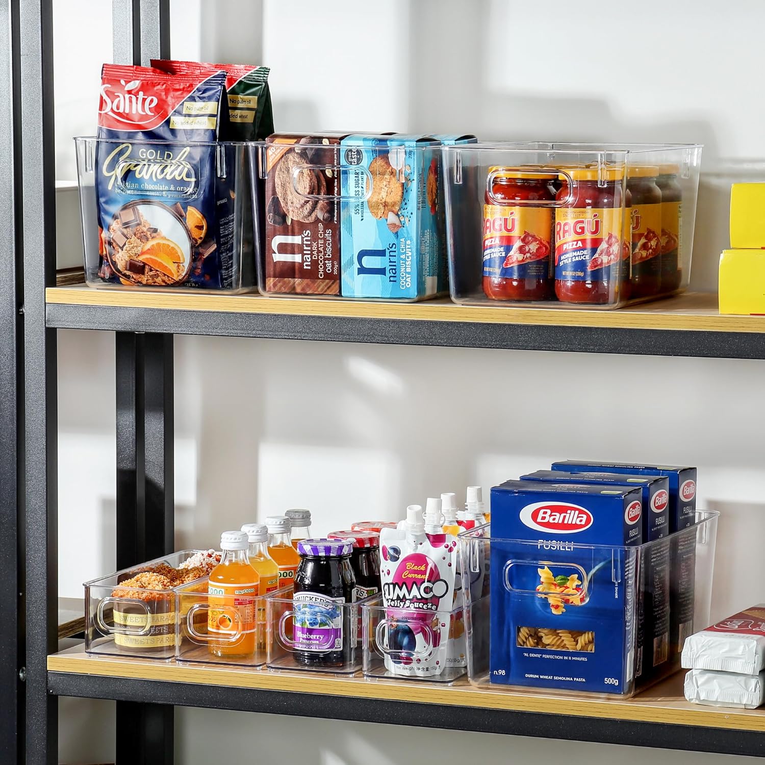 Set Of 8 Clear Pantry Organizers Bin, 4 Large and 4 Small Stackable Organizing Bins for Pantry