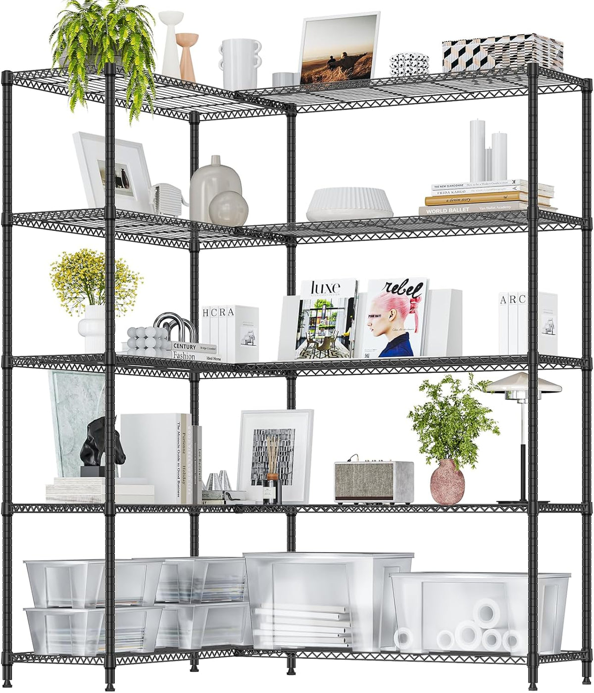 IZEUK 1433 LBS Garage Shelving Wide Storage Shelves Metal Shelves Heavy Duty Adjustable Utility