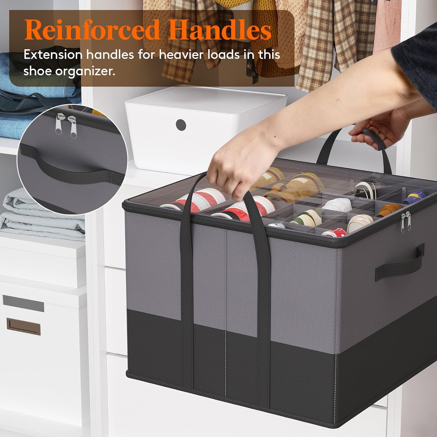 Lifewit Shoe Storage Organizer for Closet Fits 12-16 Pairs, Fabric Large Shoe Box Storage