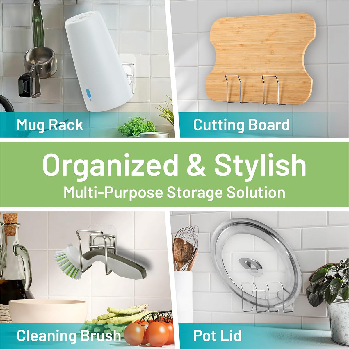 Hook LAB Reusable Sponge Holder for Kitchen Sink & Bathroom Organizer, Mountable Rack for Sponges