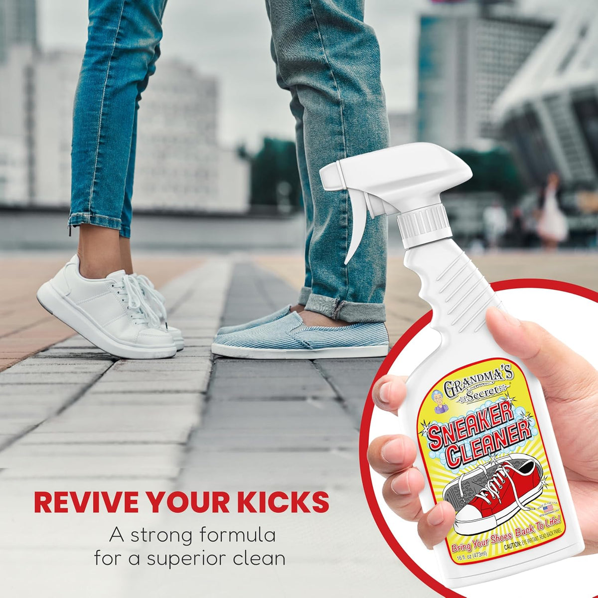 Grandma's Secret Sneaker Cleaner for Rubber, Canvas, Leather - Stain Remover Spray Removes Dirt