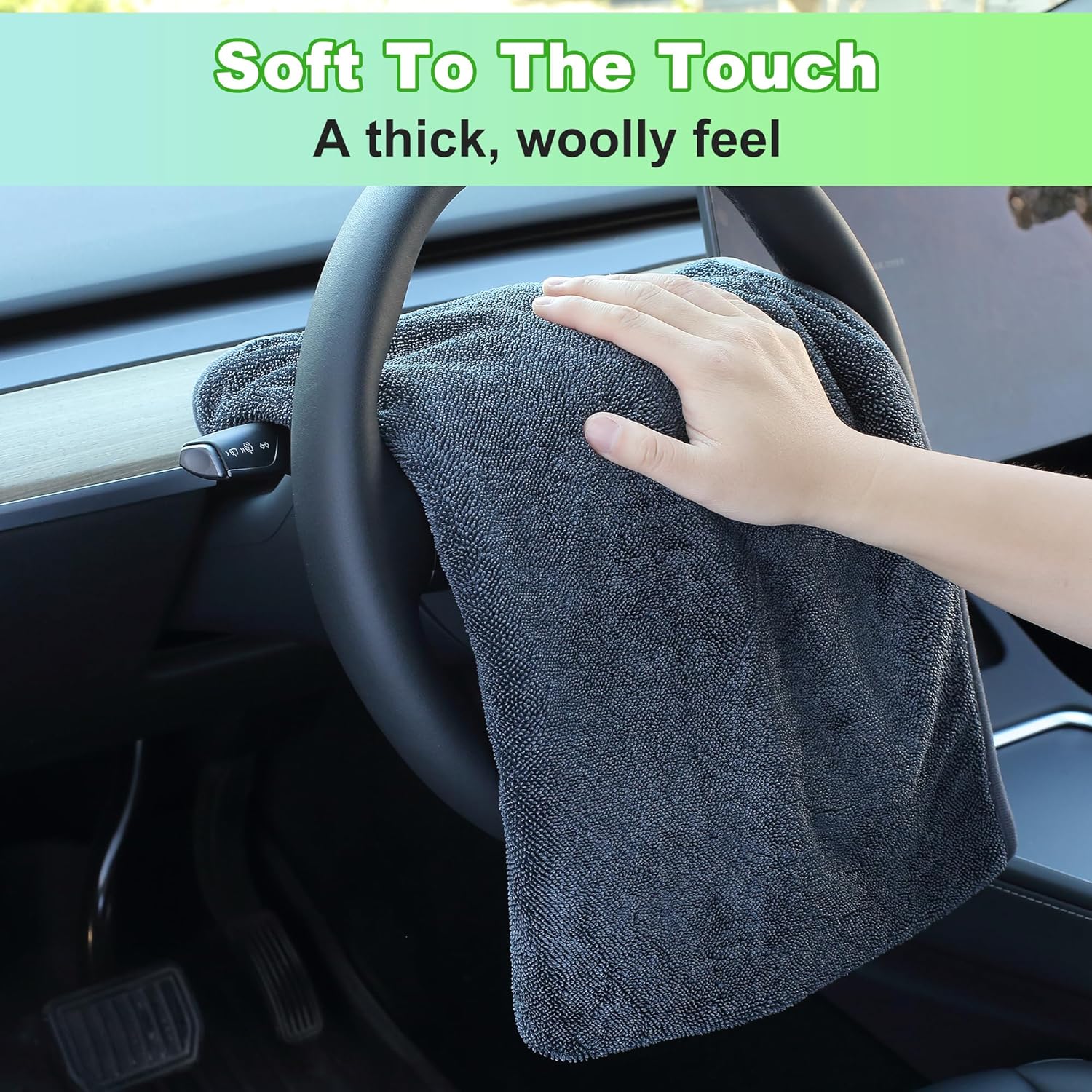 JOYMOOP Microfiber Towels for Cars, 35.4" x 23.6" Car Drying Towel, Dark Gray Reusable Car Towel