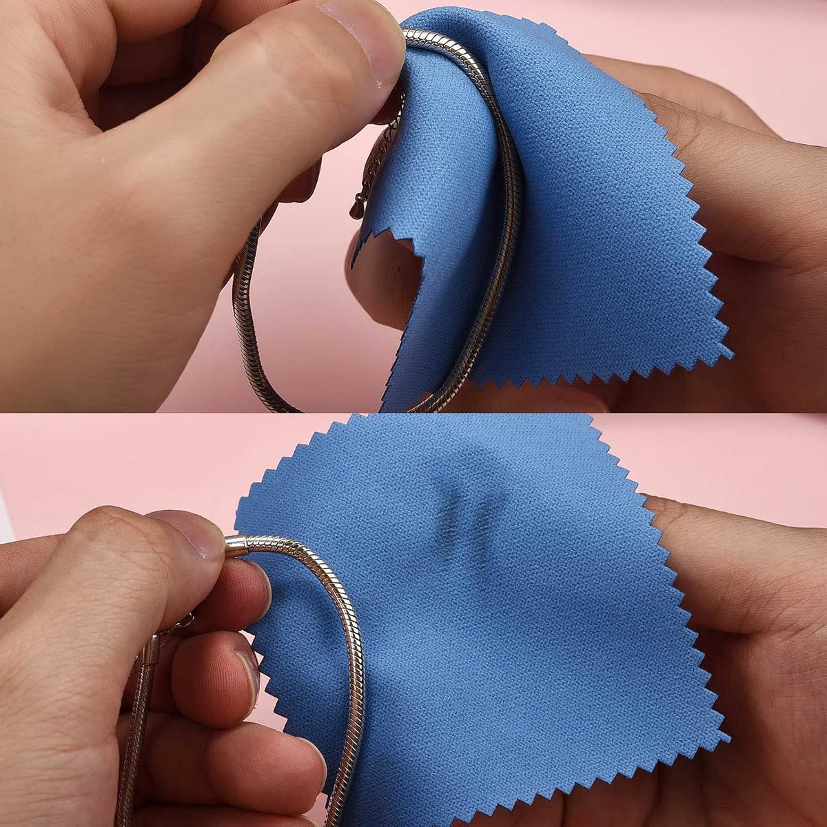 SEVENWELL 50pcs Jewelry Cleaning Cloth Dark Blue Polishing Cloth for Sterling Silver Gold Platinum