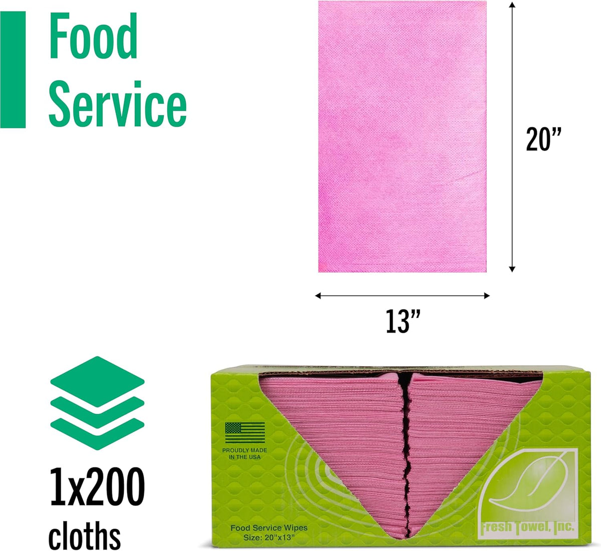 Fresh Towel Foodservice Reusable Paper Towels - 1/4 Fold, 13 x 20 inches - (1 Case of 200) All