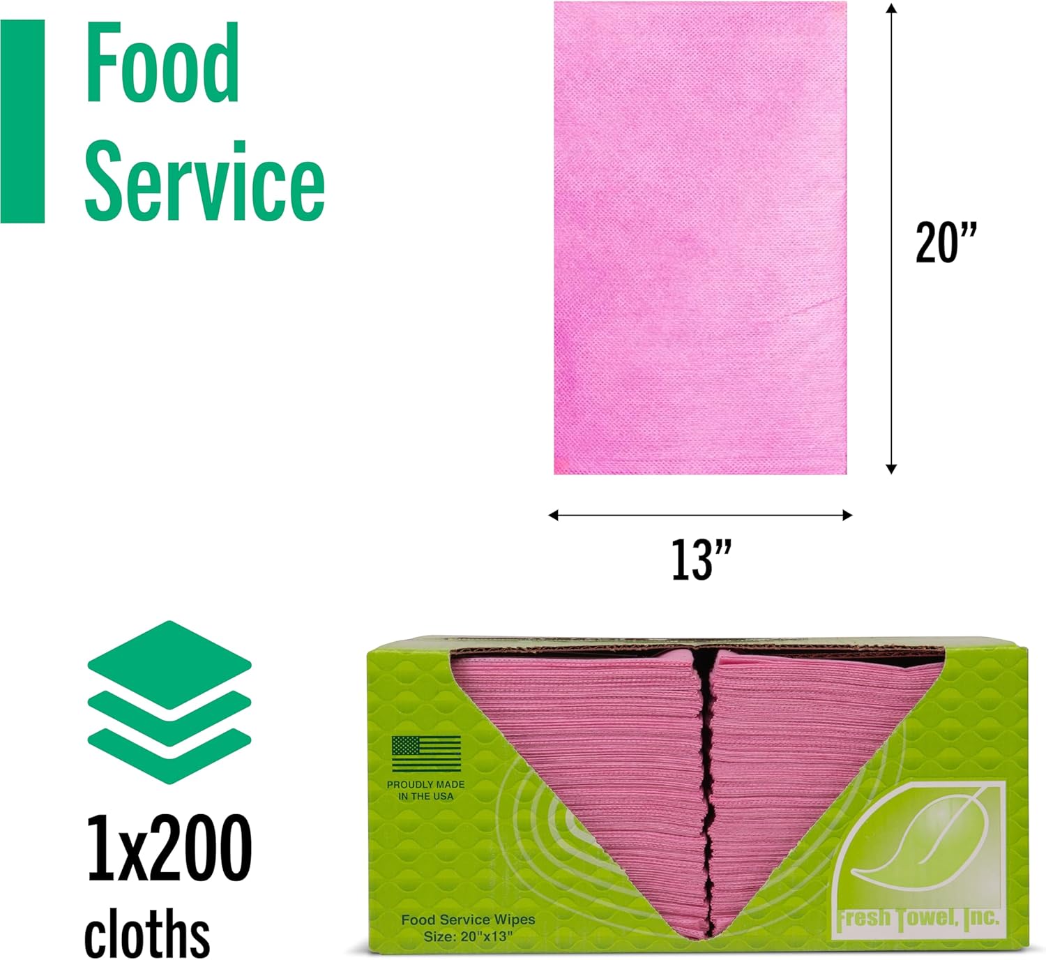 Fresh Towel Foodservice Reusable Paper Towels - 1/4 Fold, 13 x 20 inches - (1 Case of 200) All