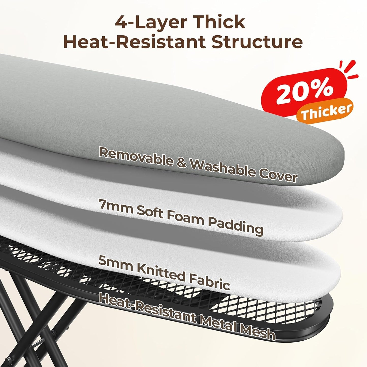 Yaheetech Foldable Ironing Board, Heavy Duty Iron Board with 9 Adjustable Heights, 4 Layer Cover