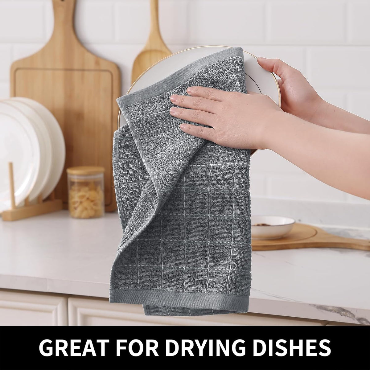 Homaxy 100% Cotton Terry Kitchen Dish Cloths, Ultra Soft and Absorbent Dish Towels for Kitchen