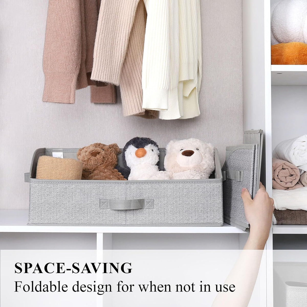 WUIKE Closet Organizers and Storage, Trapezoid Storage Bins, Fabric Closet Bins with Handles