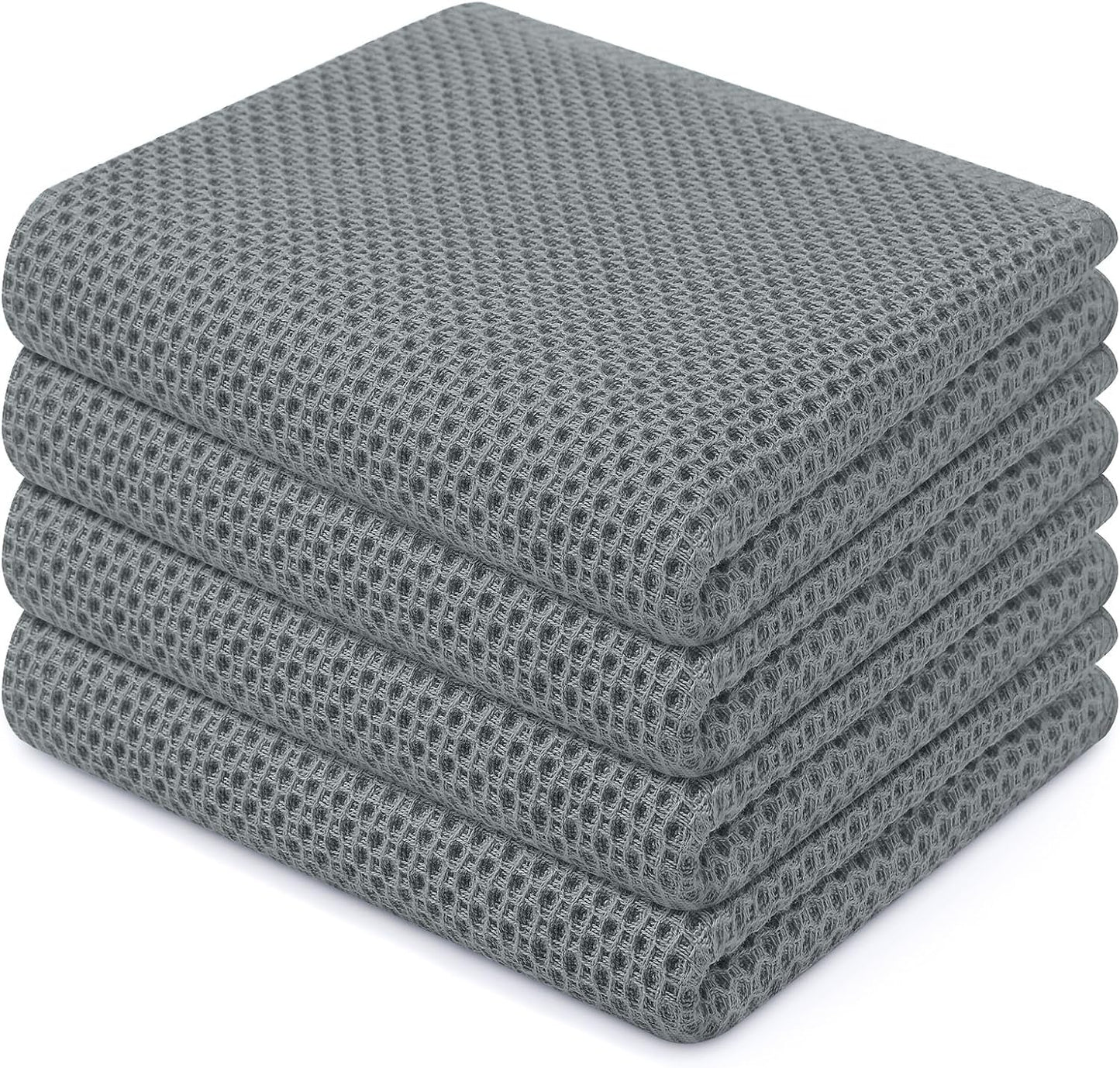 Homaxy 100% Cotton Waffle Weave Kitchen Dish Towels, Ultra Soft Absorbent Quick Drying Cleaning