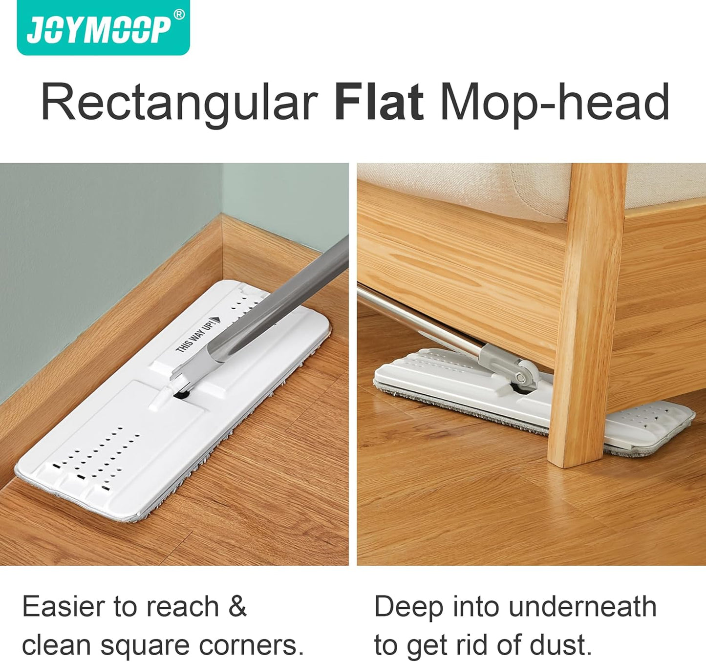 JOYMOOP Hands-Free Self-Cleaning Microfiber Mop and Bucket with Wringer Set for Home, Mops for