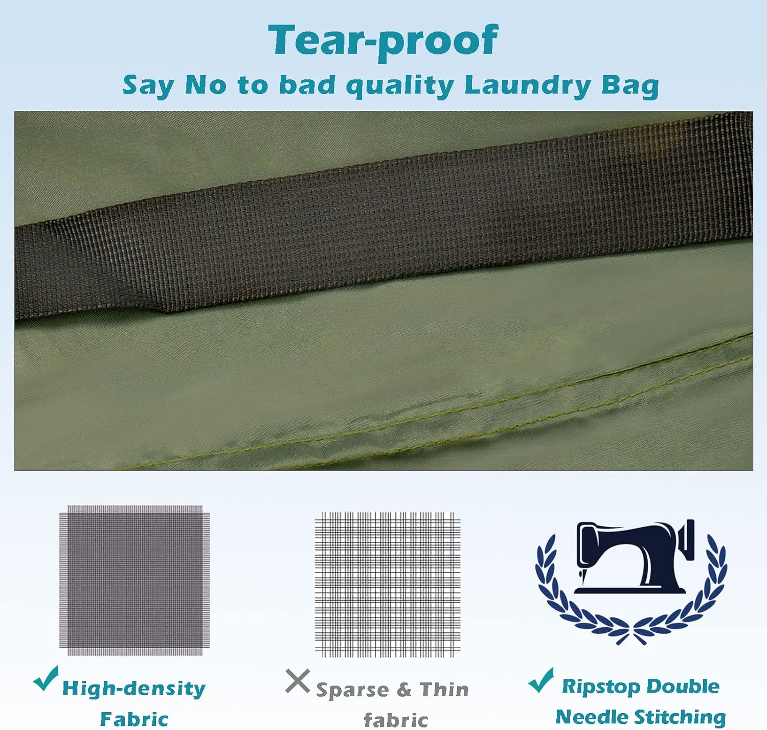 Heavy Duty Laundry Bag 2 Pack XL Nylon Laundry Bags with Straps, Washable Large Dirty Clothes