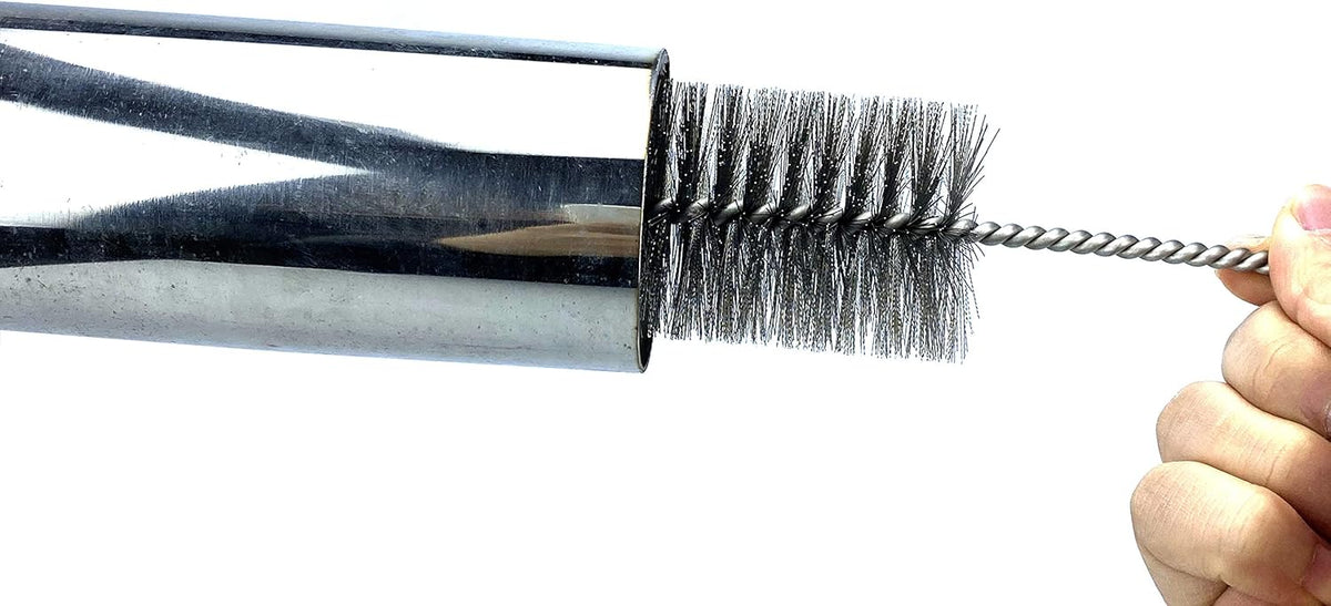 Pipe Cleaning Brush Set Stainless Steel Bristles, 8 Piece Variety Pack for Auto Parts, Bottles