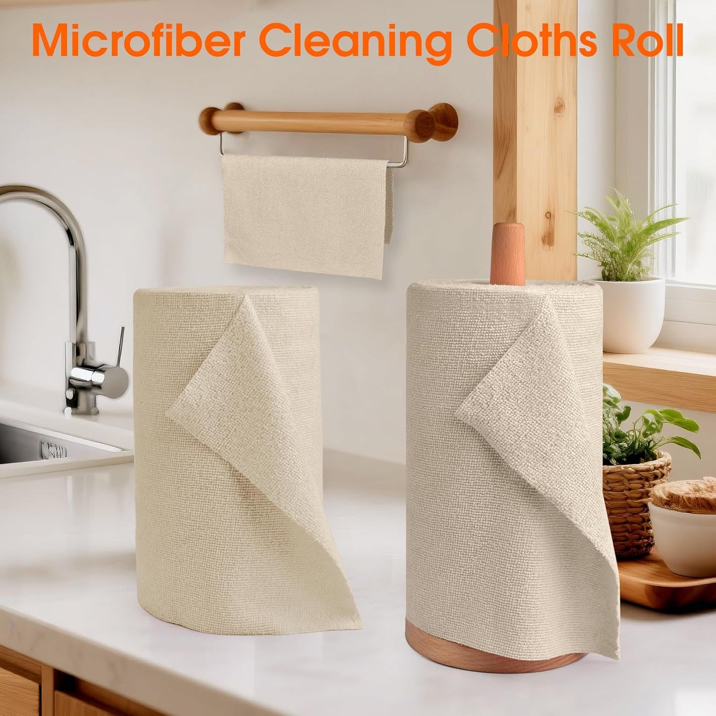 Roll of Microfiber Cleaning Cloth –100 Pack, Tear Away Microfiber Towels, Reusable, Washable