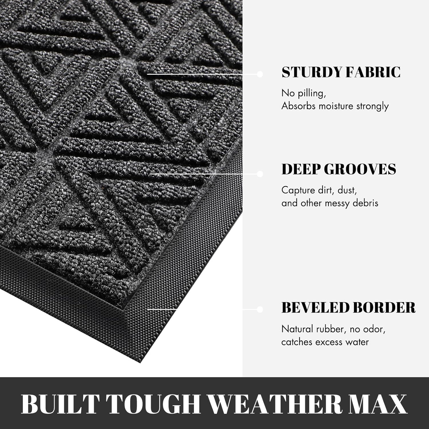 Yimobra Large Door Mat 47x24, All-Weather Waterproof Non-Slip Welcome Matt Outdoor, Heavy Duty Non