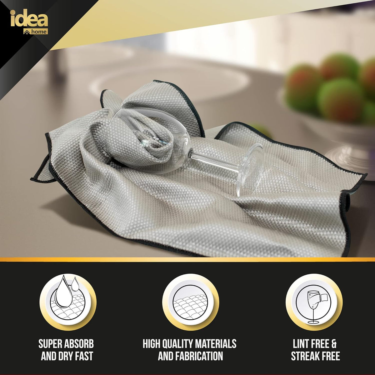 Idea Home Premium Microfiber Cleaning Cloth Ultra Absorbent Streak and Lint Free Fish Scale Large