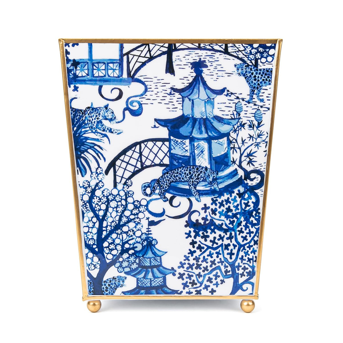 Jaye’s Studio Garden Party Decorative Gold Waste Basket for Bathroom Trash Can no Lid, Bedroom