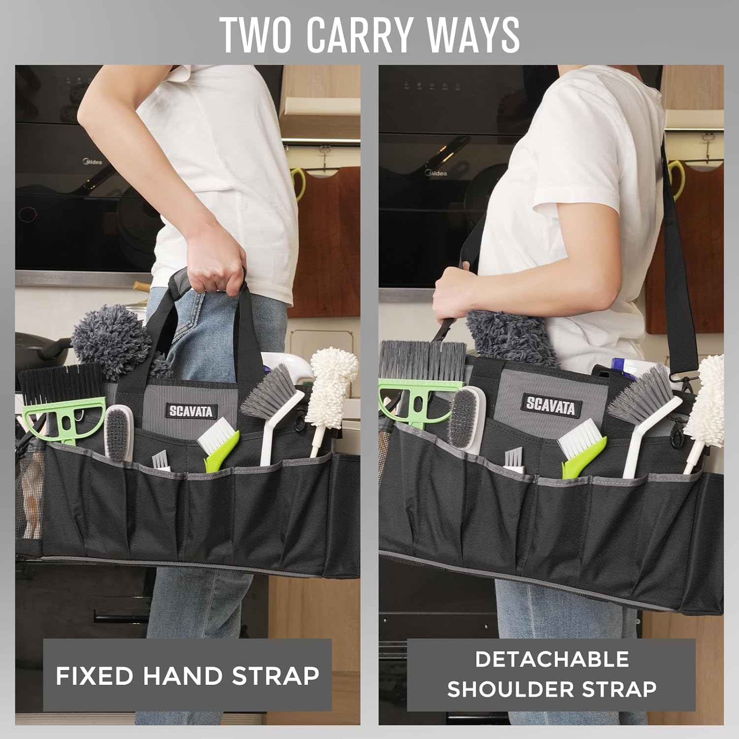 Wearable Cleaning Caddy Bag, Cleaning Caddy Supplies Organizer with Handle & Shoulder Straps for