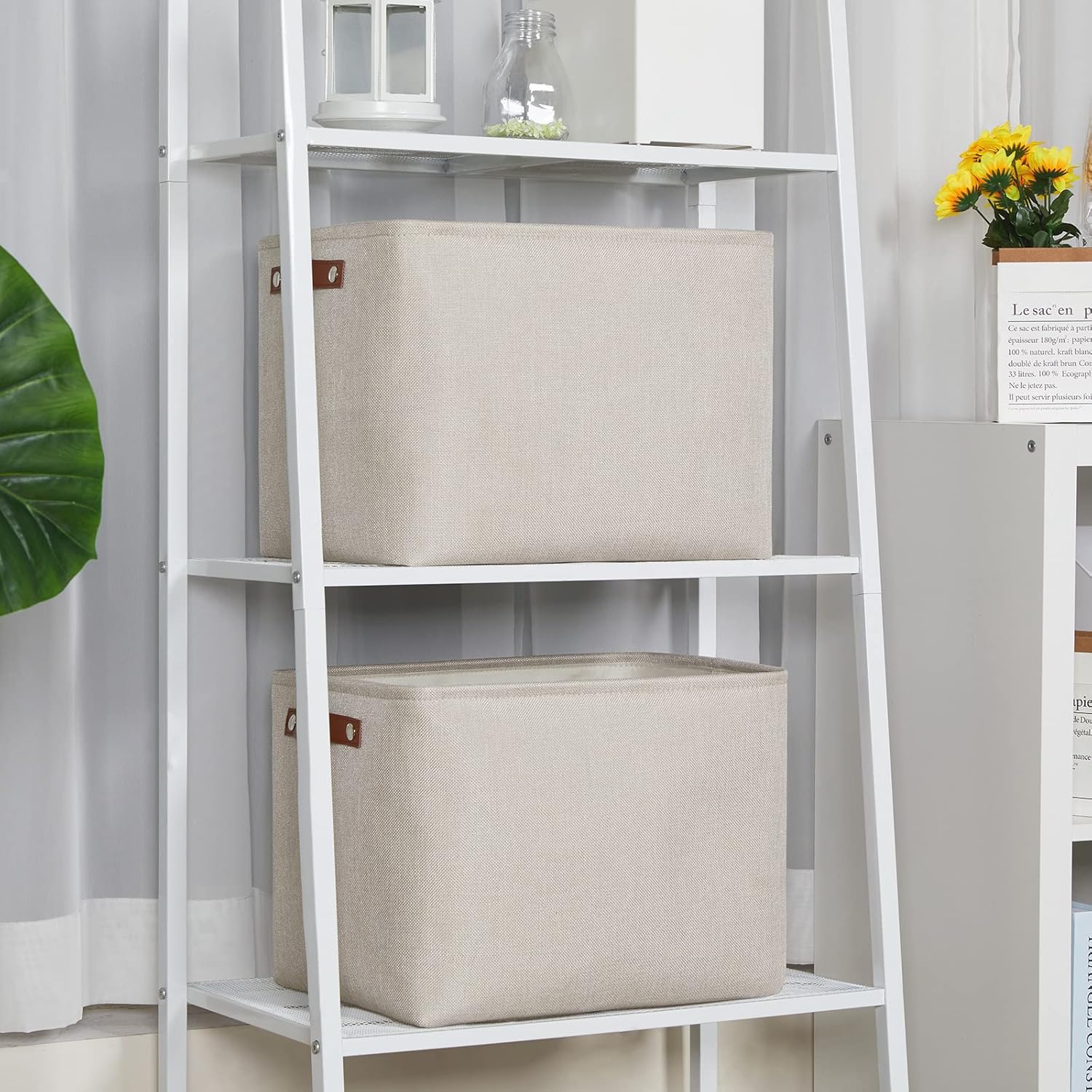 DULLEMELO 2-Pack Large Storage Baskets for Organizing 16"x12"x12" Canvas Fabric Storage Basket Bins