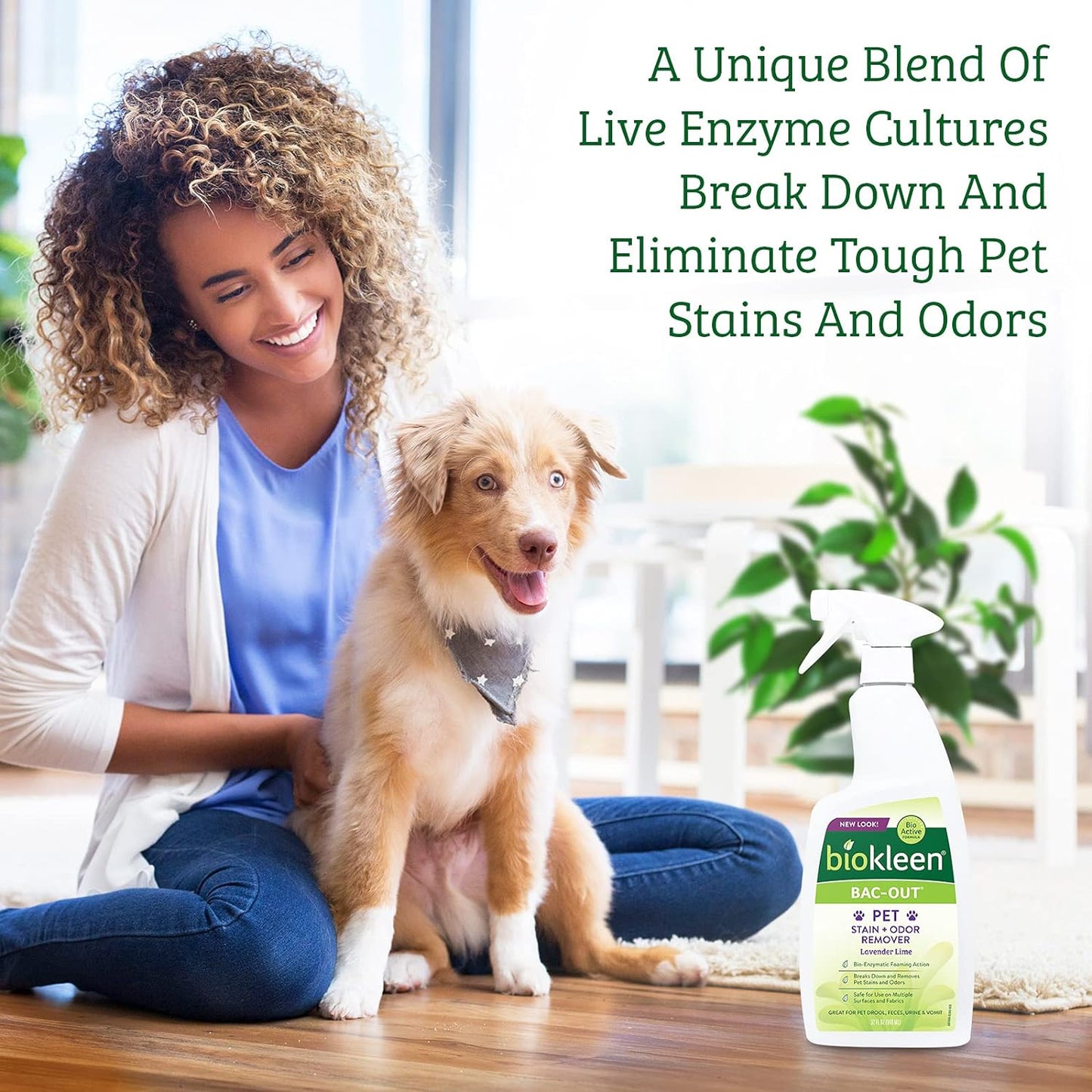 Biokleen Bac-Out Pet Urine Odor Eliminator - 32 Ounce Spray 2 Pack - Enzymatic, Natural, Destroys