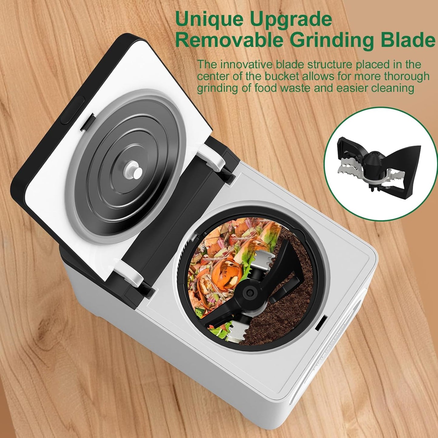 3L Electric Composter for Kitchen, Countertop Compost bin, One Touch Smart Model Handle Kitchen