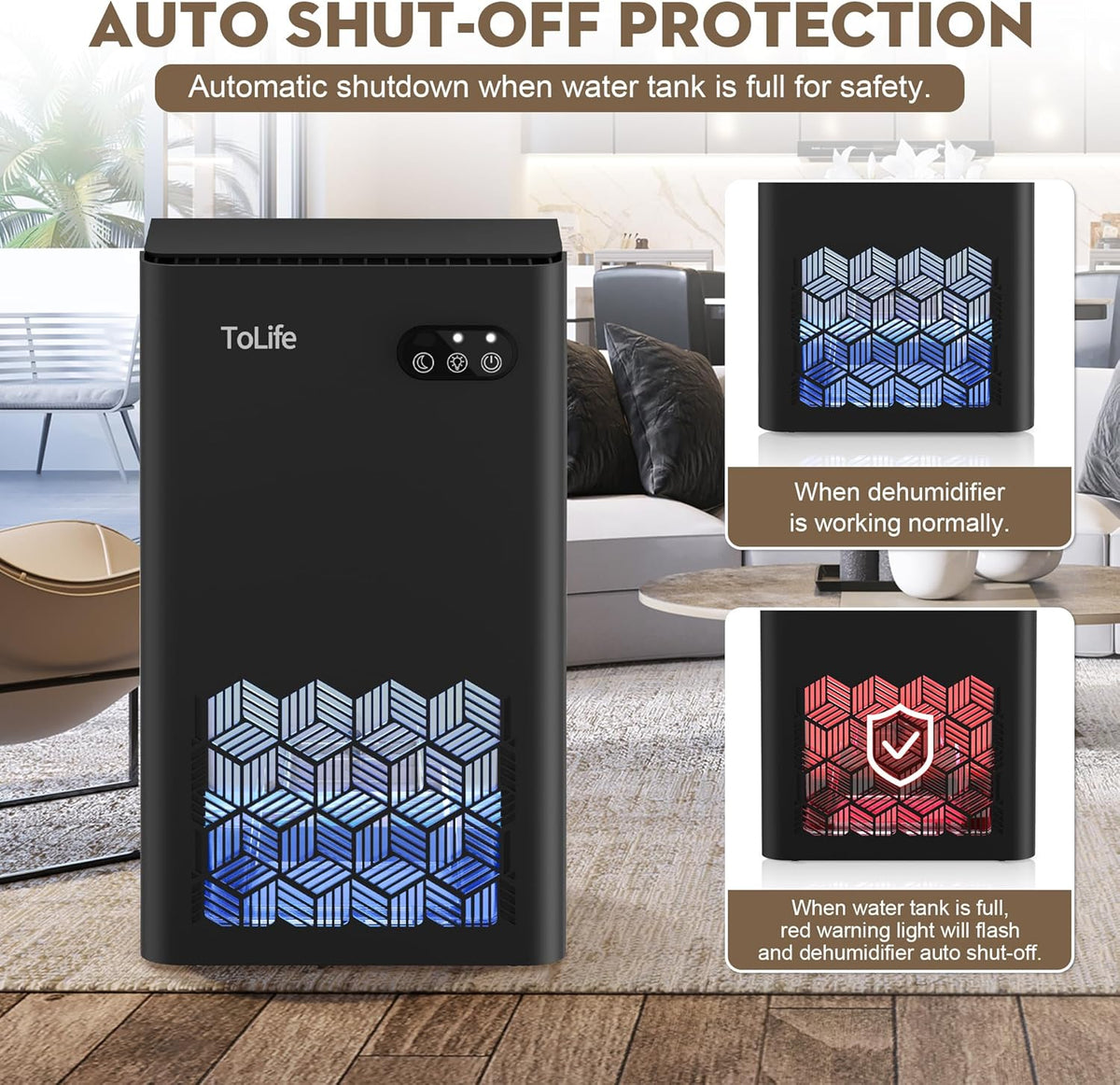 ToLife Dehumidifier for Home, 1000 sq.ft Dehumidifiers for Basement Bedroom Bathroom with 95 OZ