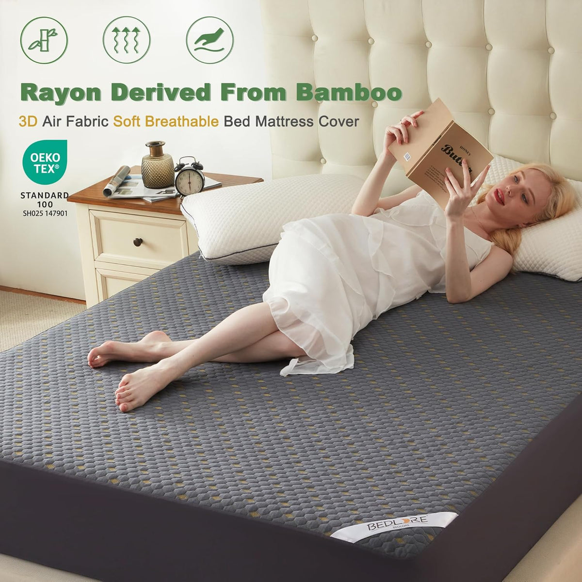 Waterproof Mattress Protector, Twin Size Mattress Pad Fitted 6"-15" Deep Pocket, 3D Air Fabric Soft