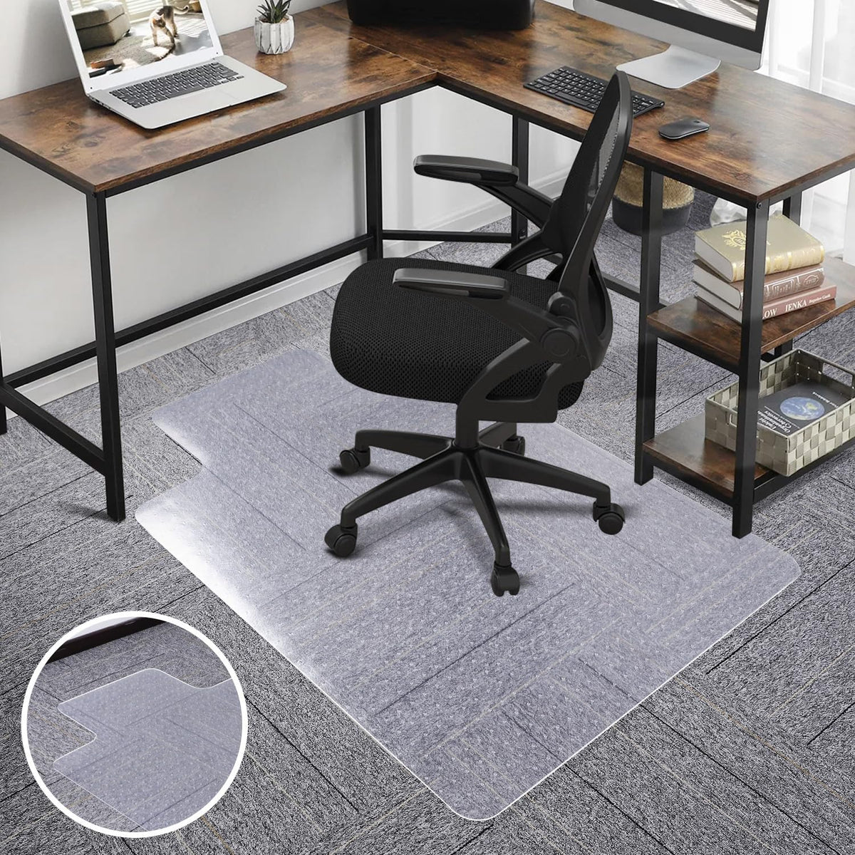 SALLOUS Chair Mat for Carpet, 36" x 48" Office Heavy Duty Chair Mat with Lip, Gaming Chair Mat for