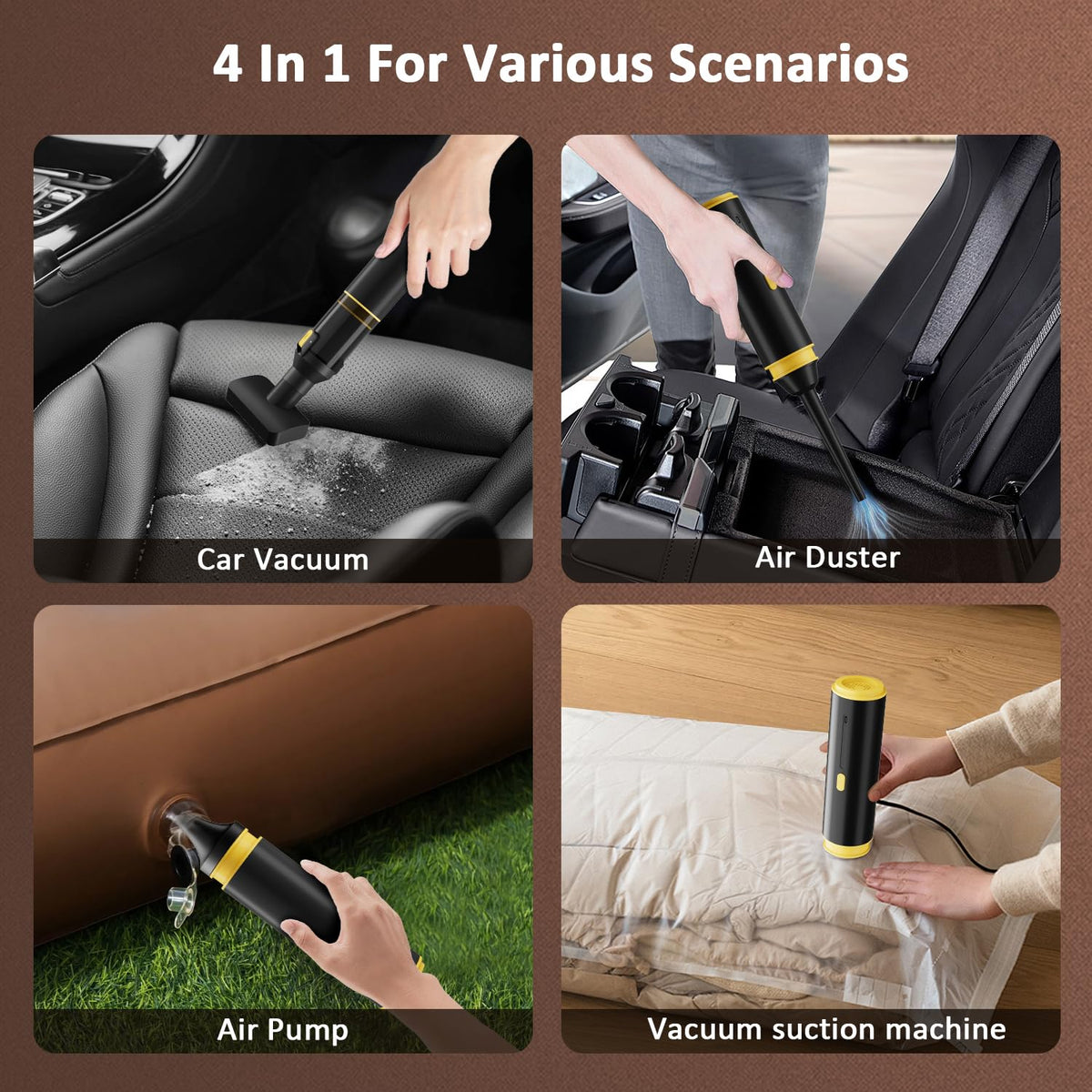 Cros 4-in-1 Mini Cordless Vacuum Cleaner, 21kPa Powerful Suction, Portable Handheld Vacuum for Car