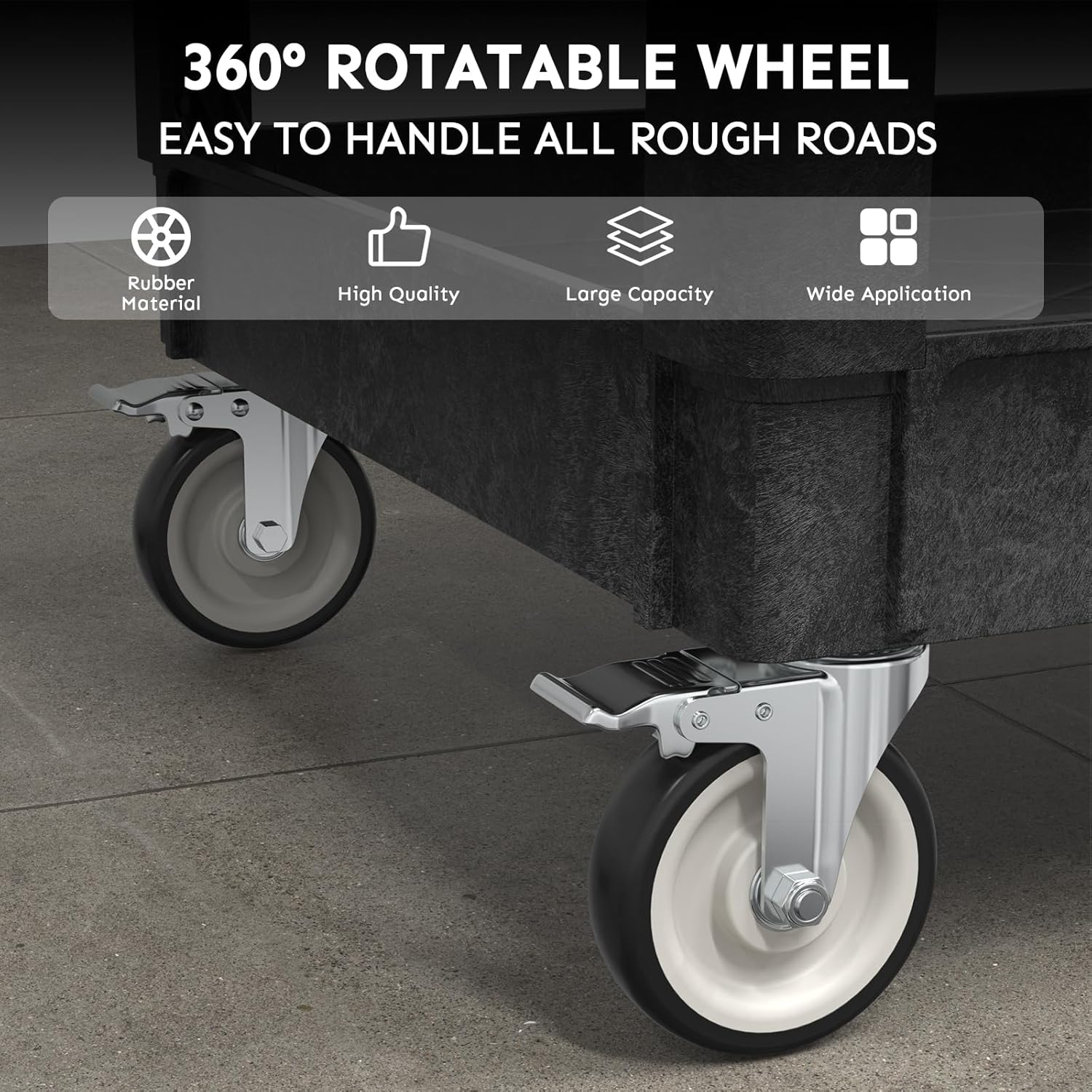 Utility Cart on Wheels, Heavy Duty Large Flat Top Rolling Service Cart, 46 x 25 Inch Work Carts, 2