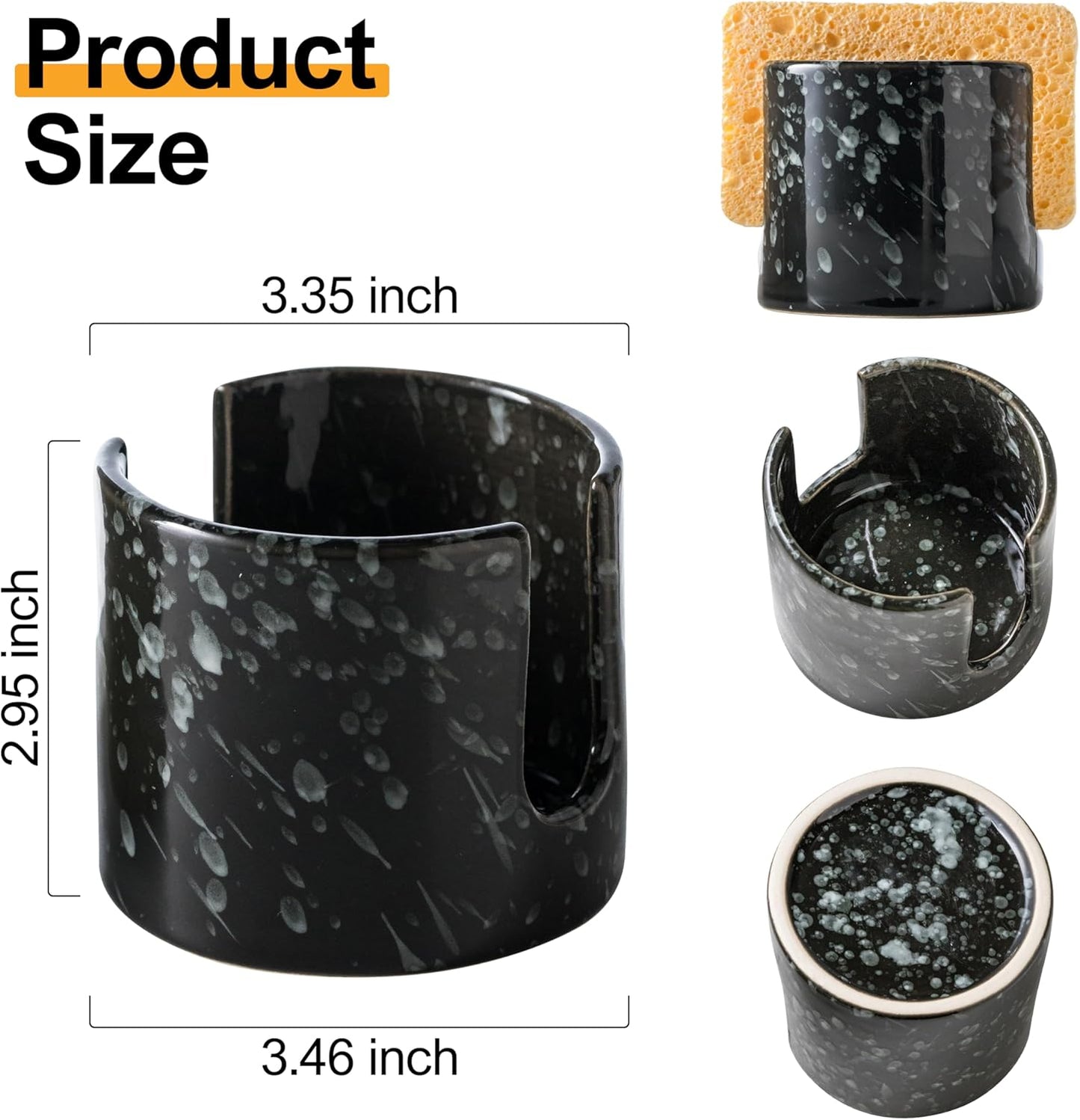 Sponge Holder for Kitchen, Ceramic Sink Caddy Scrub Sponge Rack Dish Rack Scrubbers Holder for