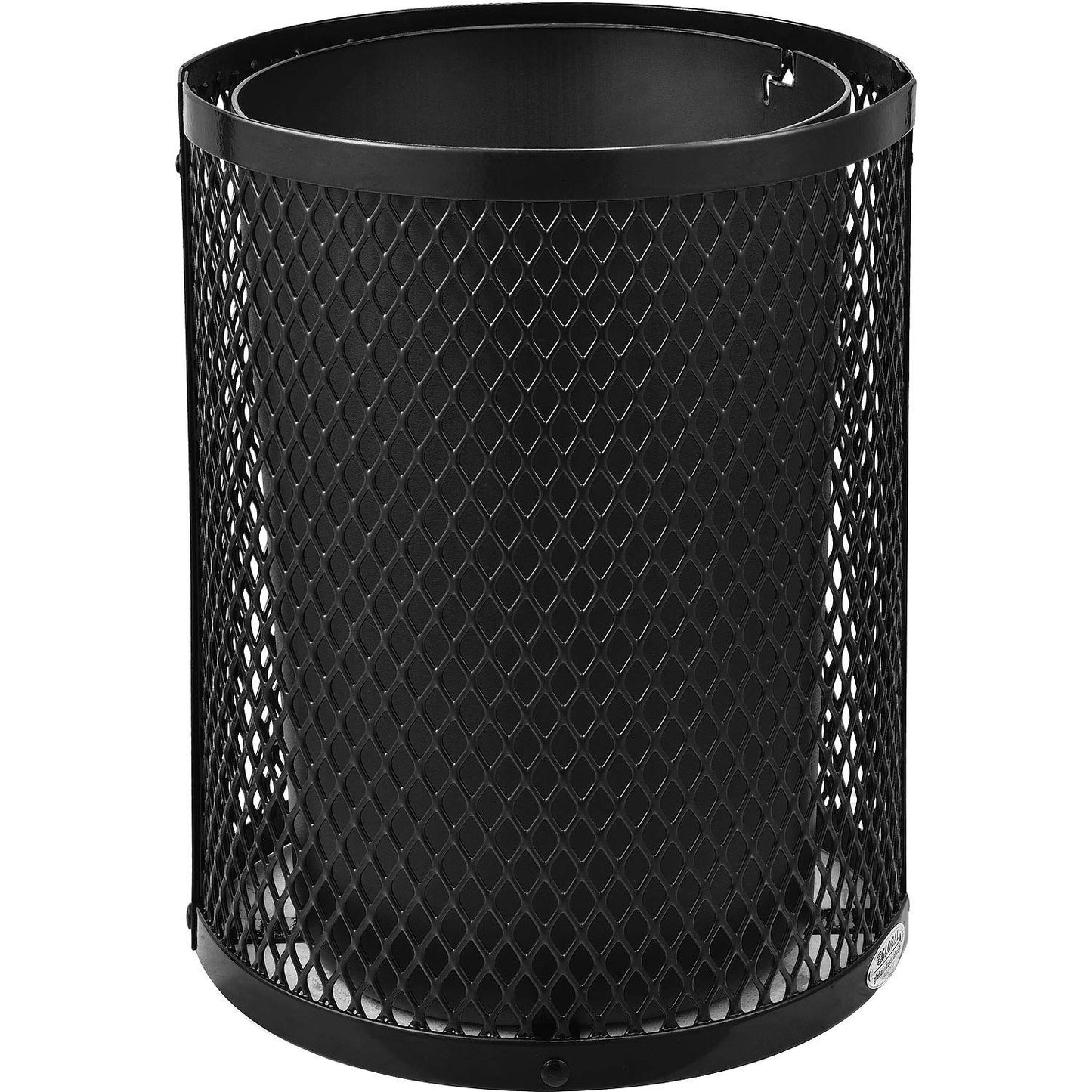 Global Industrial Outdoor Diamond Steel Trash Can with Rain Bonnet Lid and Plastic Liner, 36 Gallon