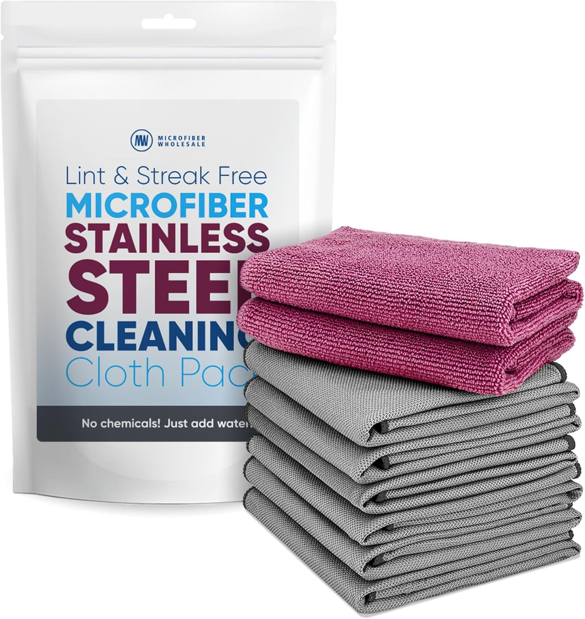 Claro Stainless Steel Cleaner Cloth 8-Pack – Microfiber Cleaning Cloths for Appliances, Sinks &