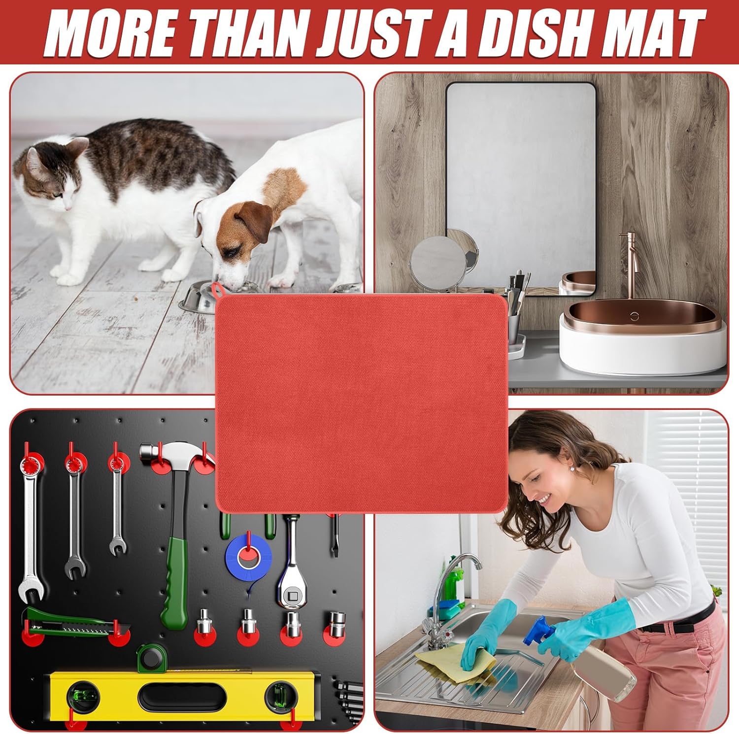 Hushee 2 Pack Extra Large Dish Drying Mat Microfiber Absorbent Dish Drying Pad Large Size Dishes