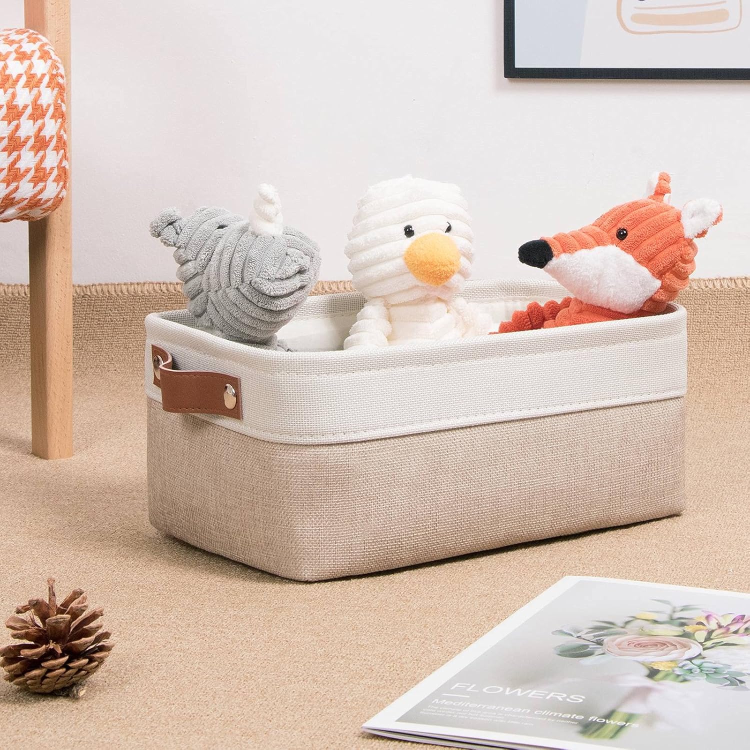 DULLEMELO Small Storage Bins, Storage Baskets for Organizing, Collapsible Rectangular Fabric