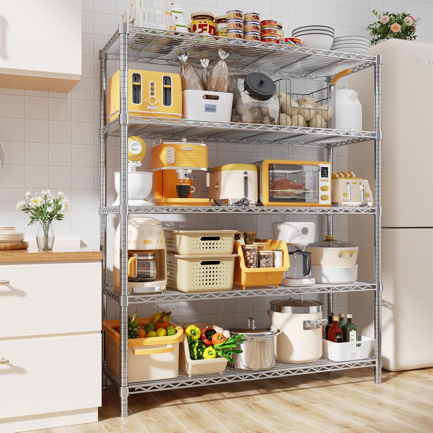 Storage Shelves, 48" L x 20" W x 72" H Heavy Duty Garage Wire Shelving Unit Loads 2000LBS, 5-Tier