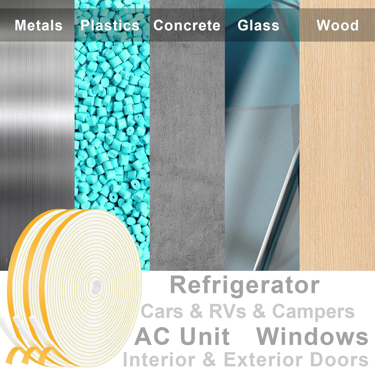 Upgraded Strong Adhesive Foam Tape, Soundproof Door Insulation Weather Strip, Weatherproof Door