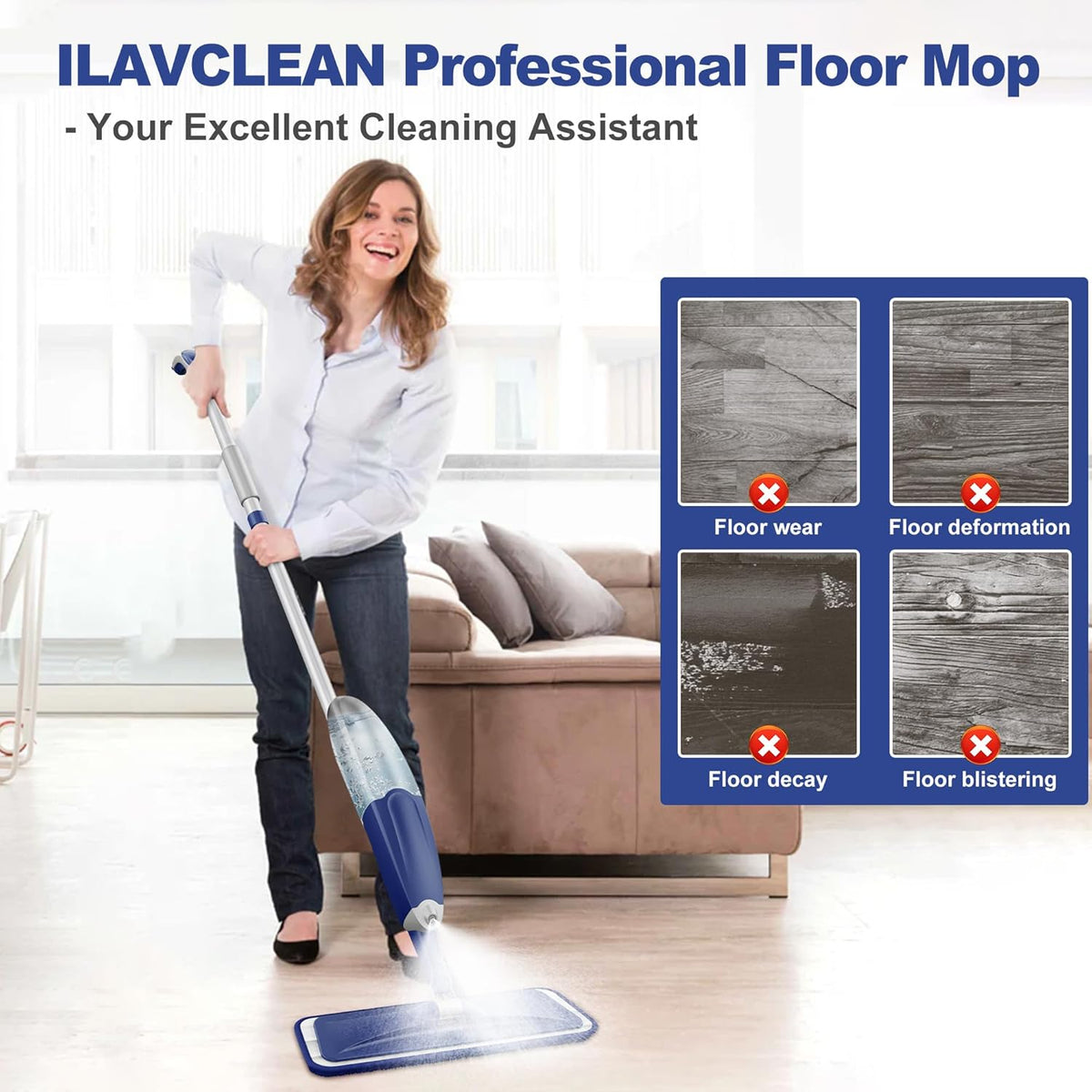 Microfiber Spray Mop for Floors Cleaning: Wet Dry Hardwood Floor Mops with 3 Washable Pads for