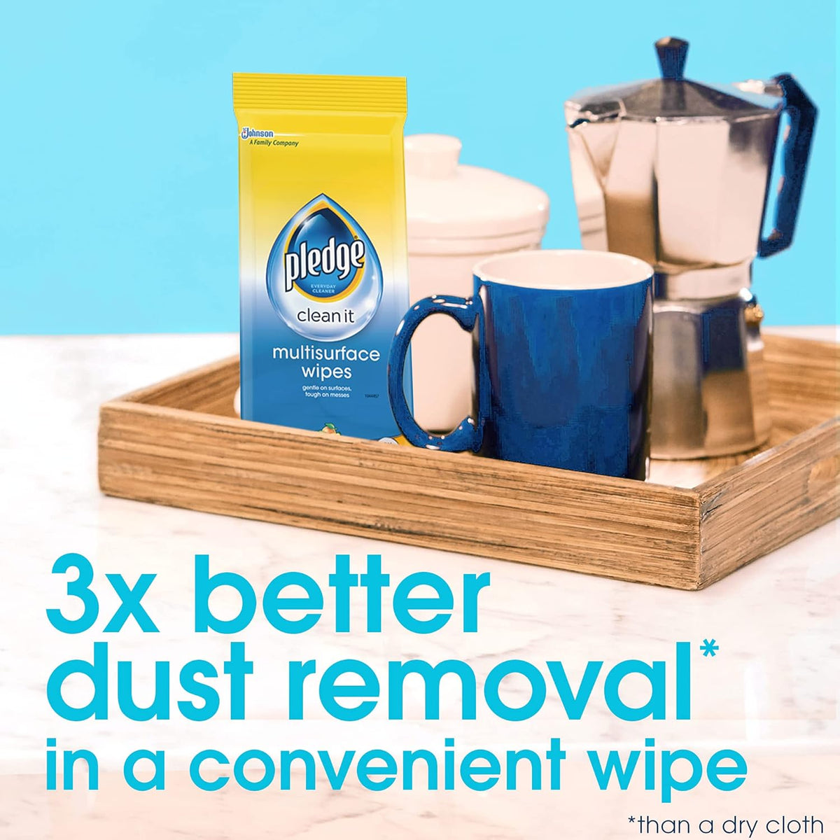 Pledge Multi-Surface Furniture Polish Wipes, Works on Wood, Granite, and Leather, Cleans and