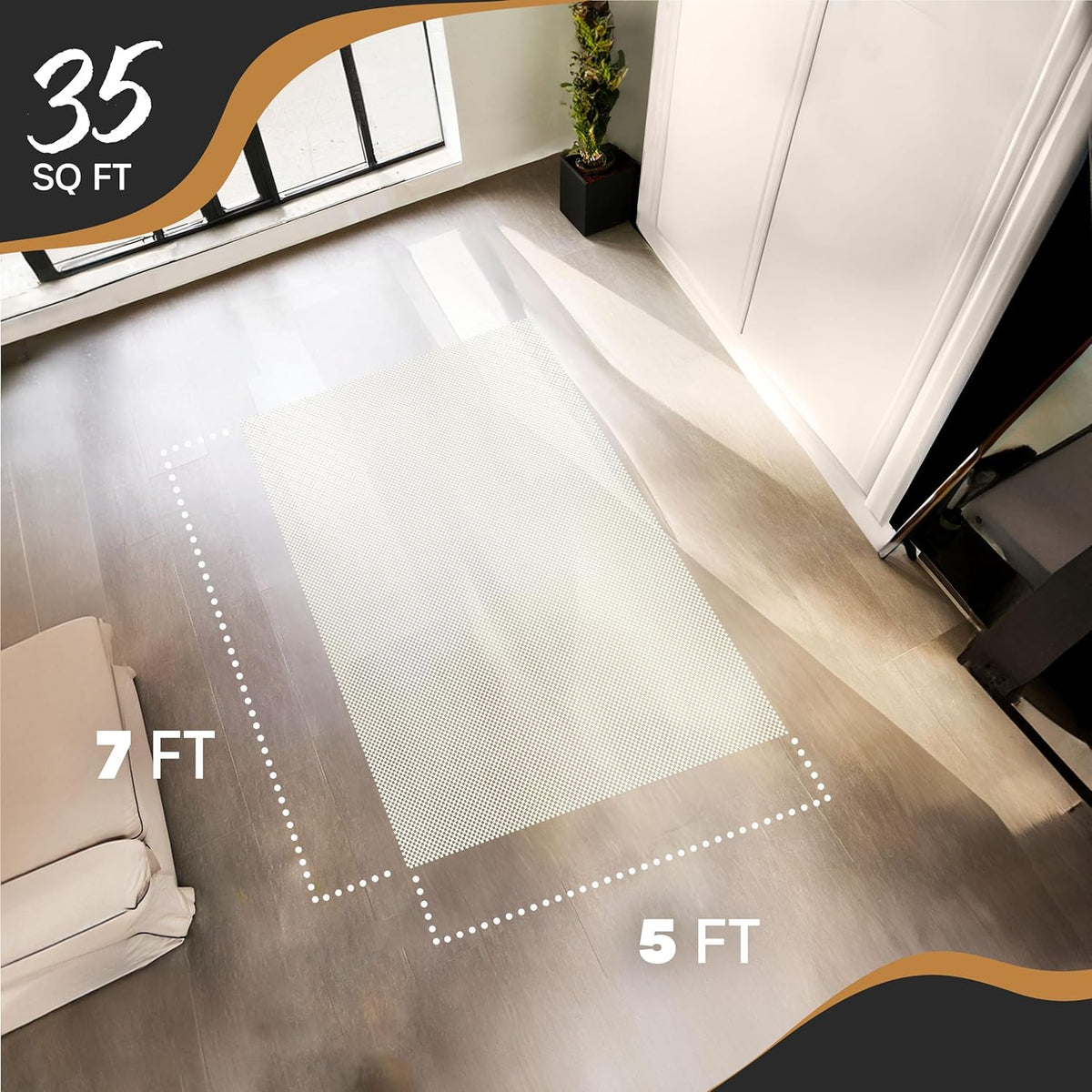 Nevlers 5'x7' White Anti Slip Rug Mat Non Skid Design | PVC Non Slip Rug Pads | Customizable Open