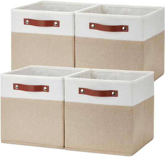 Temary Fabric Storage Cubes Bins, 11 inch Cube Storage Baskets, Foldable Cube Bins Set with