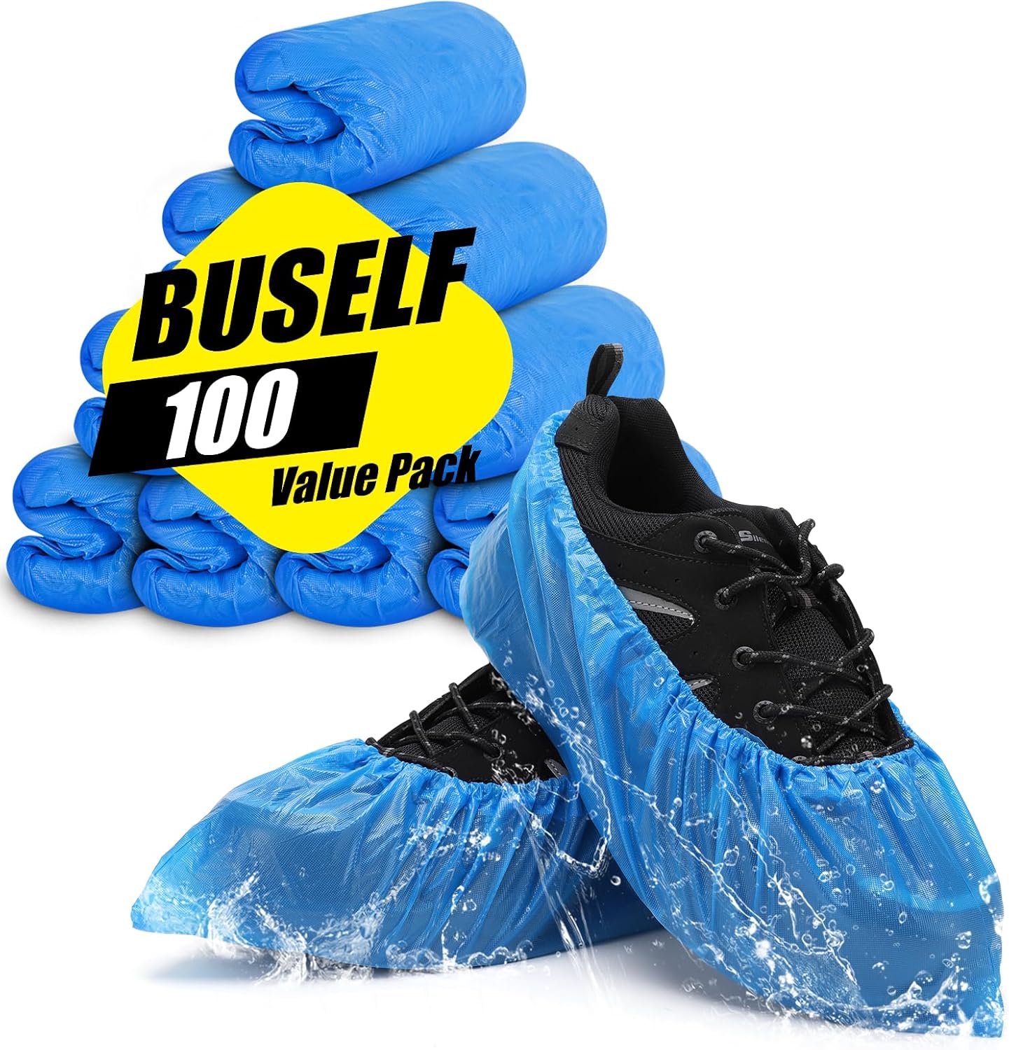 Shoe Covers Disposable Non Slip - Pack of 100 (50 Pairs), Premium Waterproof and Recyclable Shoe