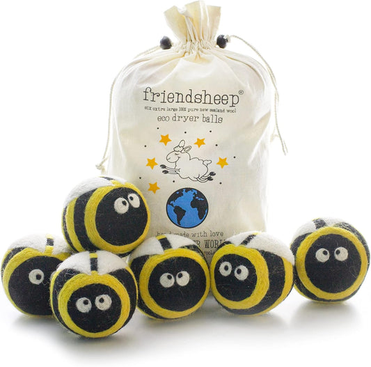 Friendsheep Wool Dryer Balls 6 Pack XL Organic Premium Reusable Cruelty Free Handmade Fair Trade No