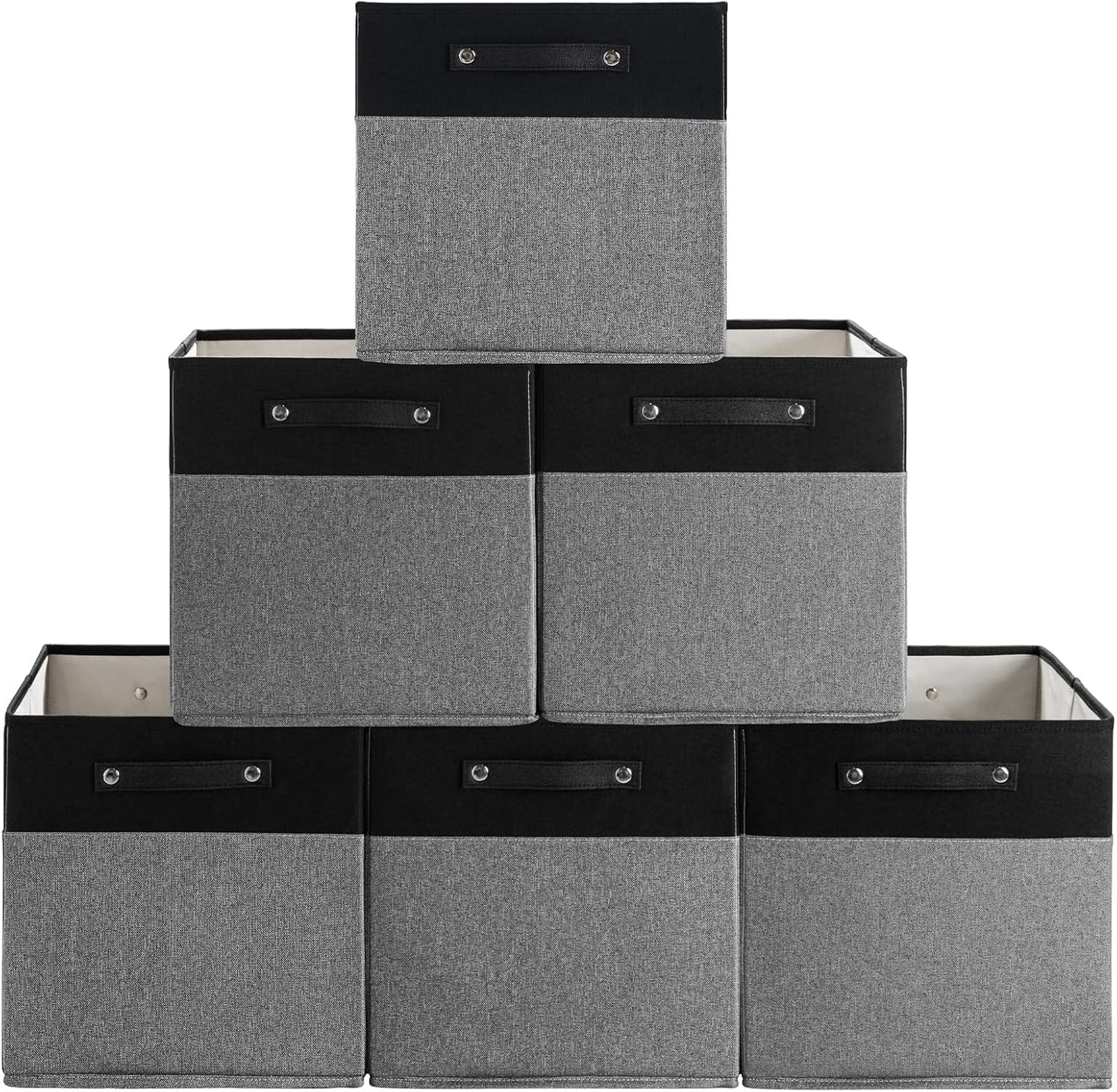 13 x 13 Inch Fine Linen Storage Bins with Handles，Fabric Cube Boxs，Collapsible Basket Organizers