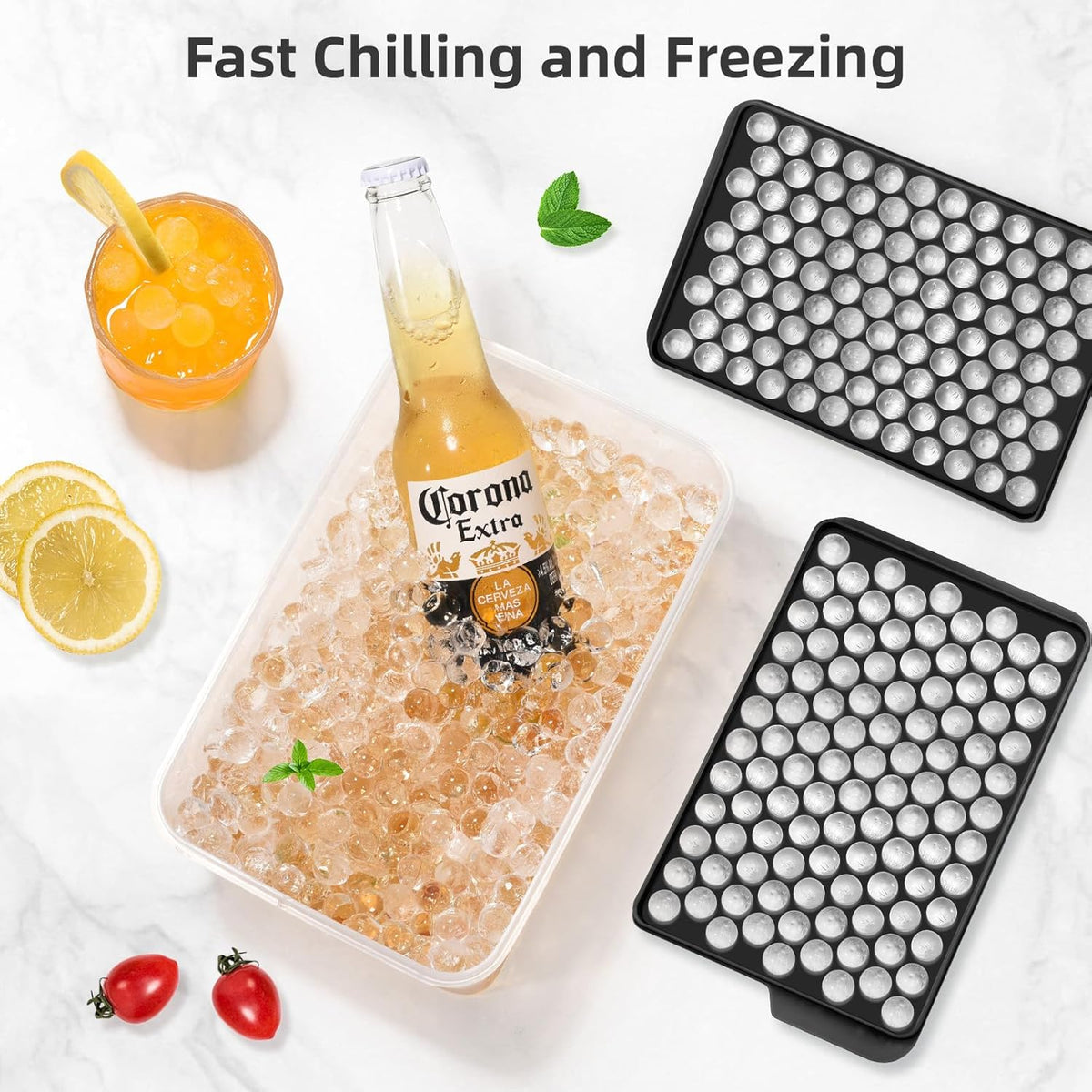 WIBIMEN Mini Ice Cube Trays, Small Tiny Round Pebble Crushed Nugget Ice Trays for Freezer with Lid