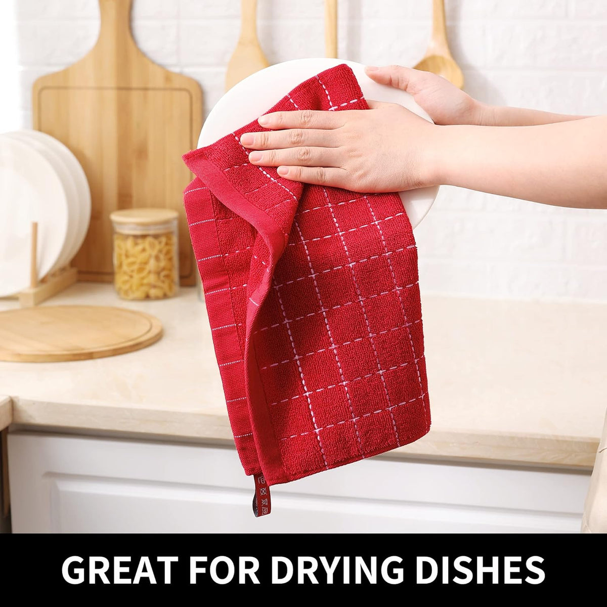 Homaxy 100% Cotton Terry Kitchen Dish Cloths, Ultra Soft and Absorbent Dish Towels for Kitchen