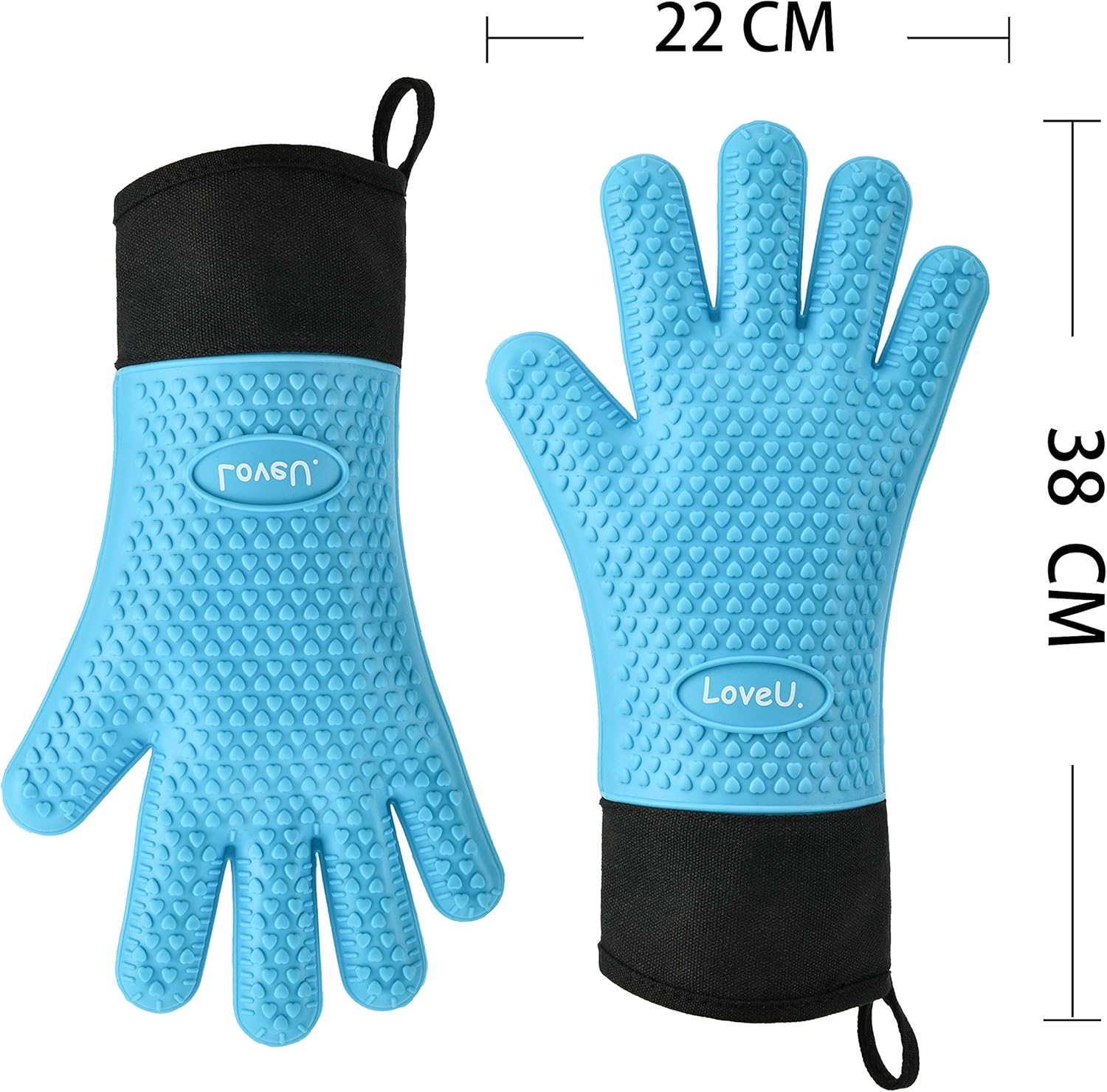 Kitchen Oven Gloves - Silicone and Cotton Double-Layer Heat Resistant Oven Mitts/BBQ Gloves/Grill